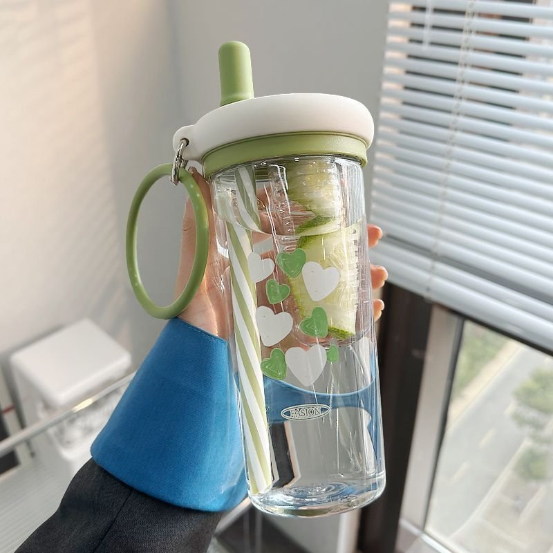 Zogifts Luxury Portable Double Drink Straw Water Bottle Large Capacity Dazzling Space Cup for Sports Travel Camping