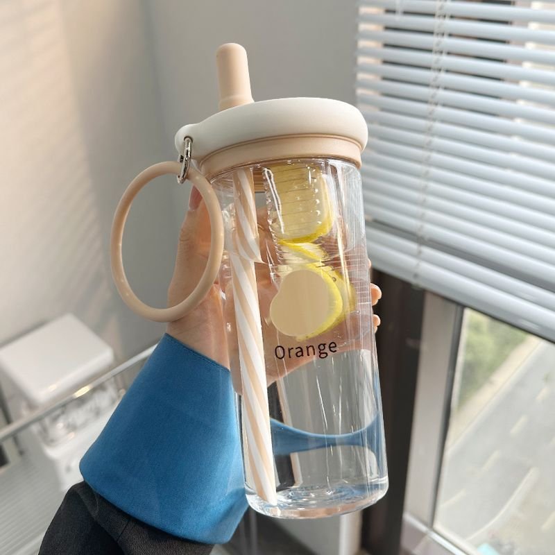 Zogifts Luxury Portable Double Drink Straw Water Bottle Large Capacity Dazzling Space Cup for Sports Travel Camping