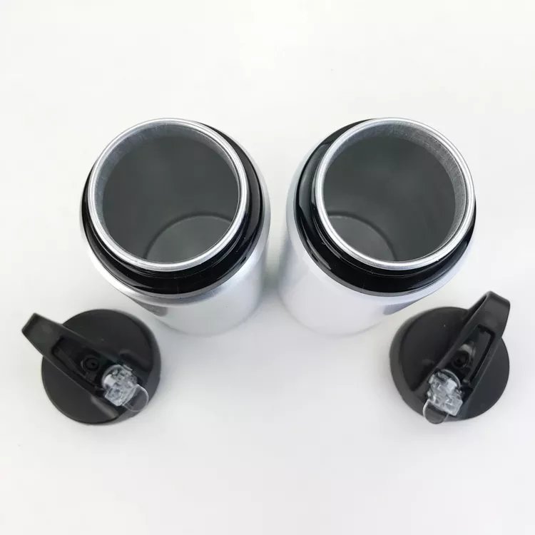 Aluminum sport water bottles 750 ml, with plastic straw