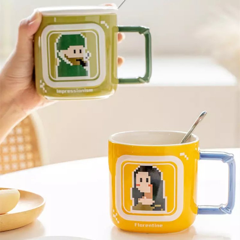Porcelain Cup Christmas Manufacturer Cartoon Cute Ceramic Coffee Mug tea and saucer set With Lid supplier espresso fathers day