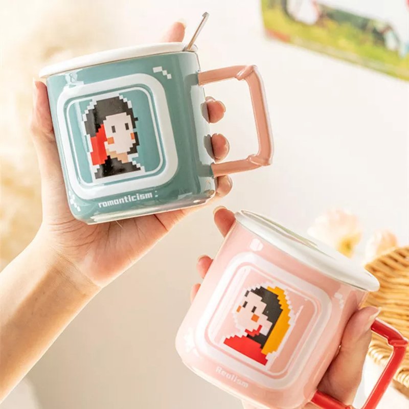 Porcelain Cup Christmas Manufacturer Cartoon Cute Ceramic Coffee Mug tea and saucer set With Lid supplier espresso fathers day