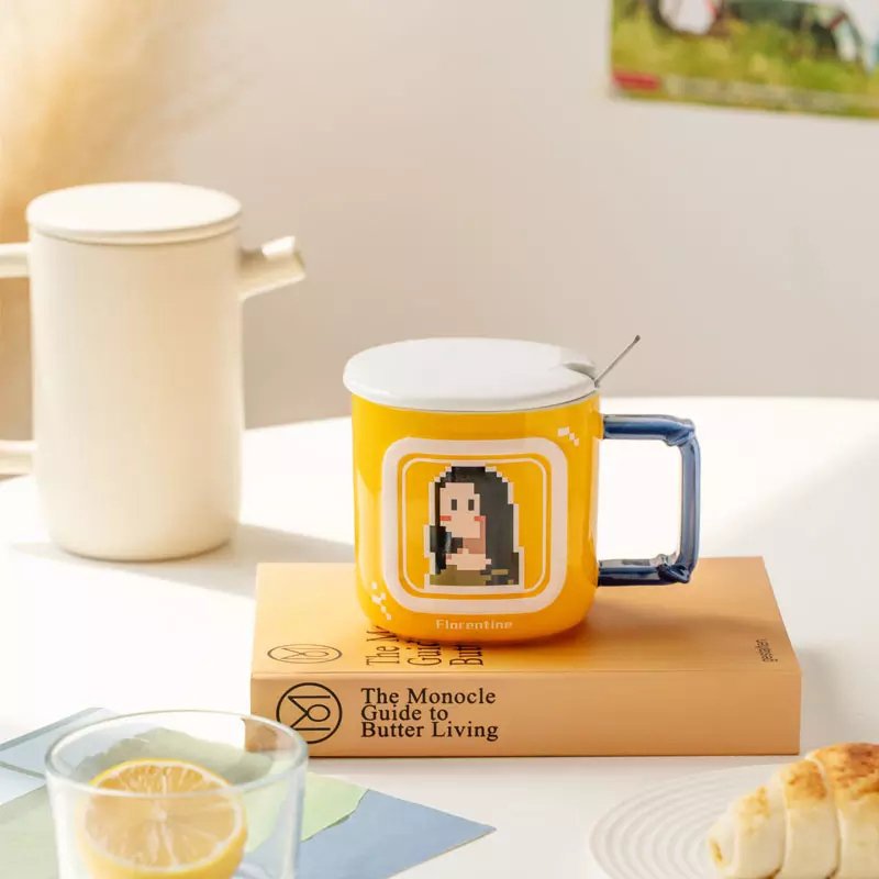 Porcelain Cup Christmas Manufacturer Cartoon Cute Ceramic Coffee Mug tea and saucer set With Lid supplier espresso fathers day