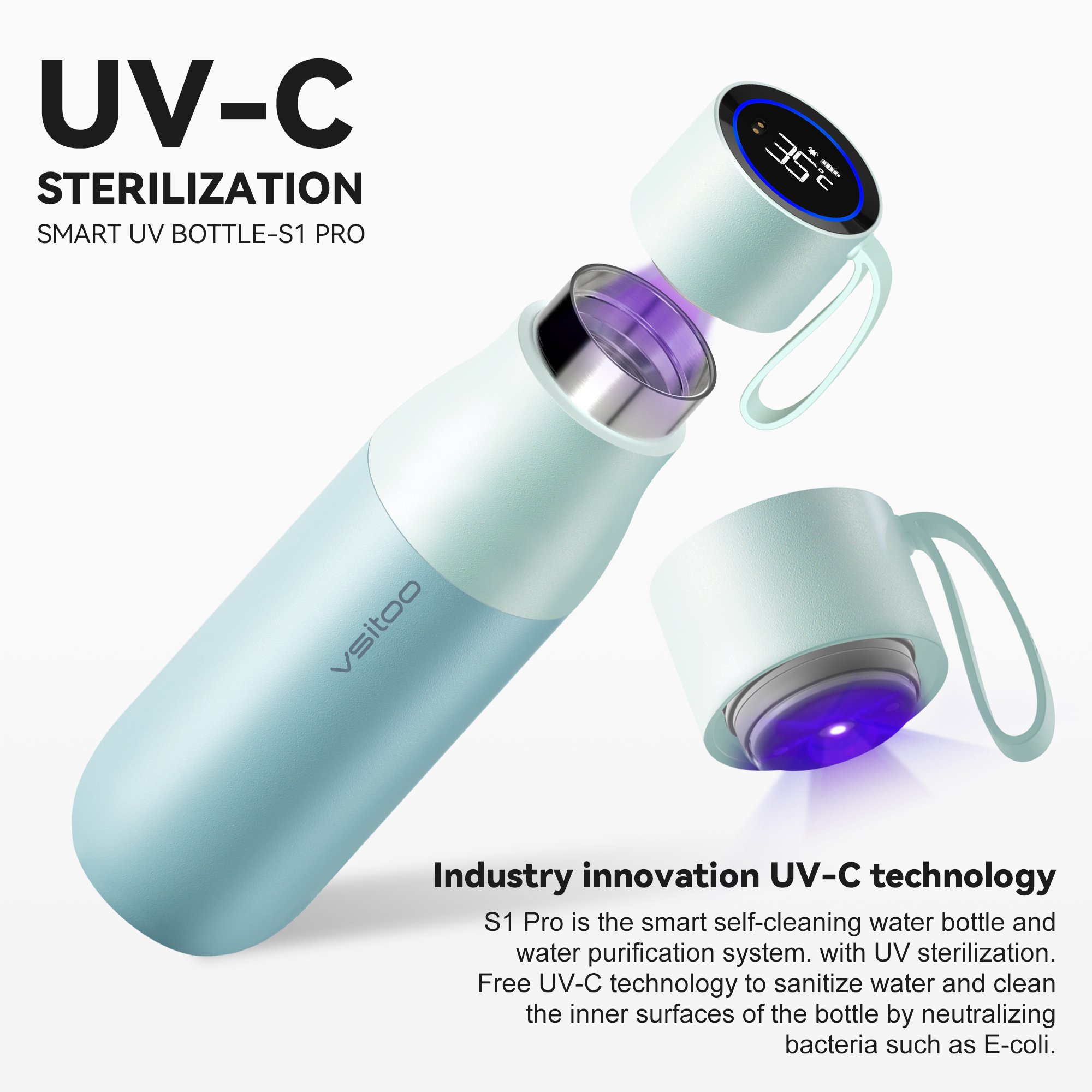 High-end App Control UV Vacuum Flask Insulated Stainless Steel Water Bottle Botella De Agua with Drinking Reminder tumblers