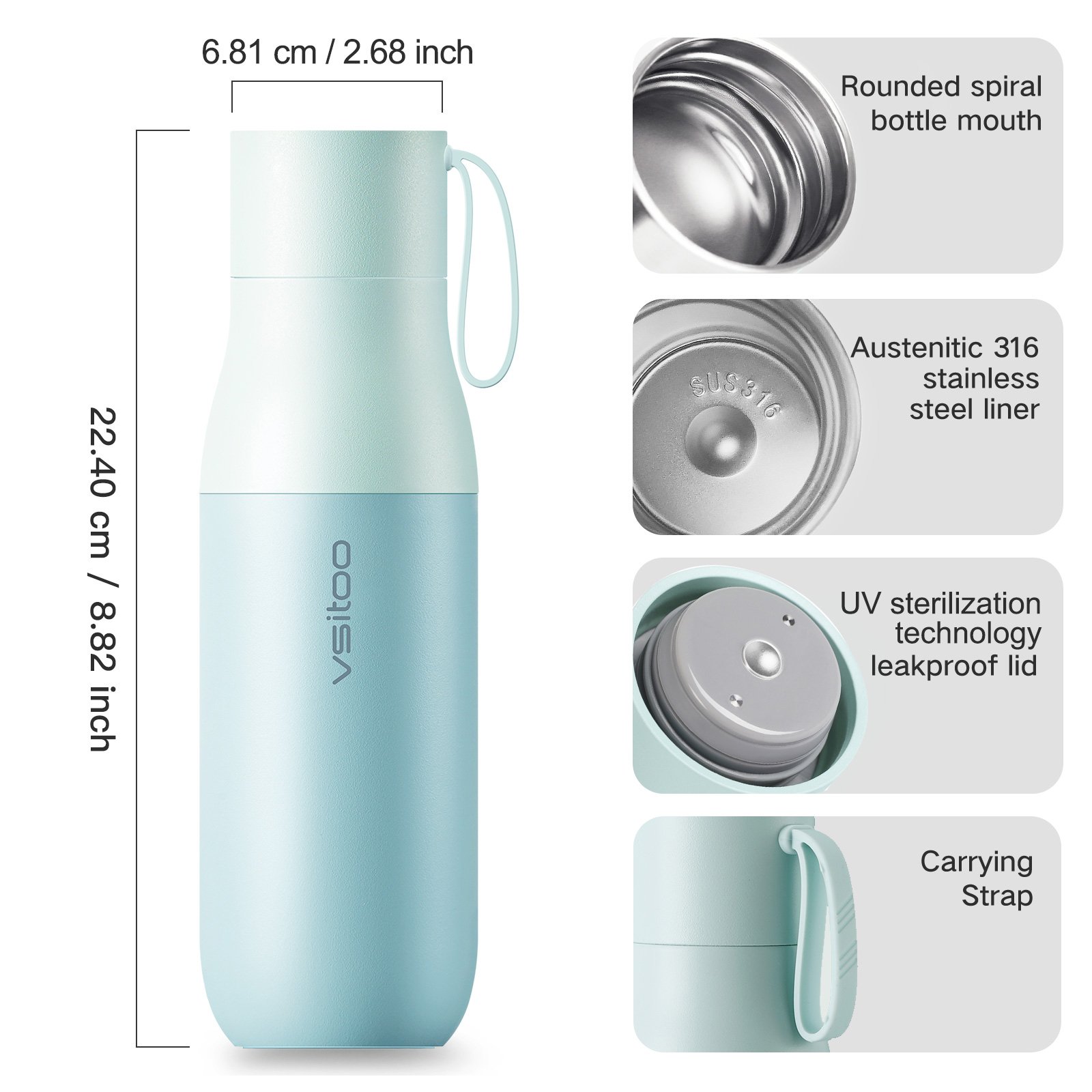 High-end App Control UV Vacuum Flask Insulated Stainless Steel Water Bottle Botella De Agua with Drinking Reminder tumblers
