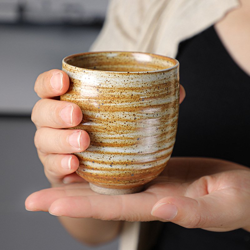 Custom Logo Pottery Clay Coffee Mug Cup Gradient Glazed Japanese Arabic Style Vintage Tea Ceramic Coffee Cup Mug