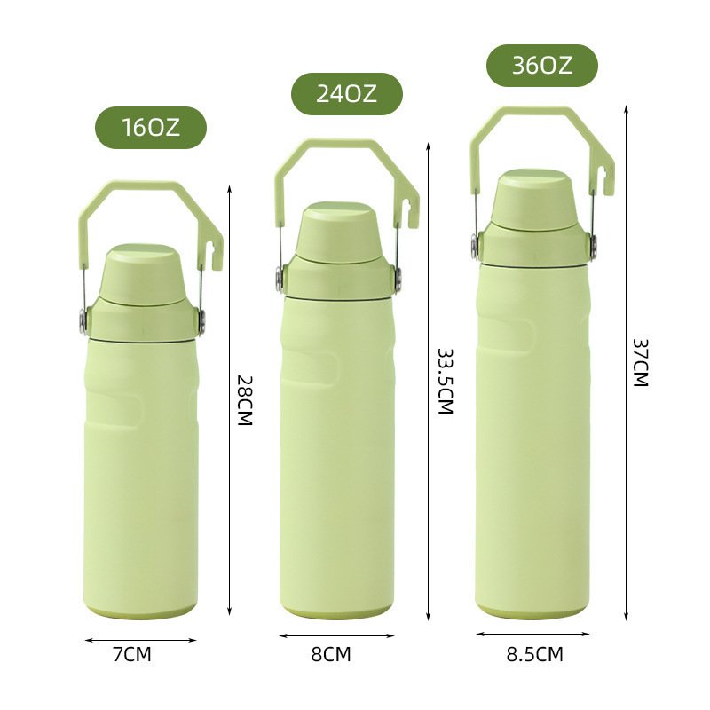 Custom 16oz 24oz 36oz Stainless Steel Insulated Thermos Water Bottle Outdoor Sports Double Walled Vacuum Flask With Handle