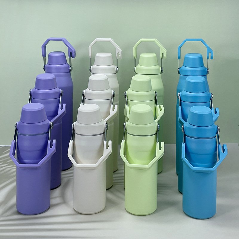 Custom 16oz 24oz 36oz Stainless Steel Insulated Thermos Water Bottle Outdoor Sports Double Walled Vacuum Flask With Handle
