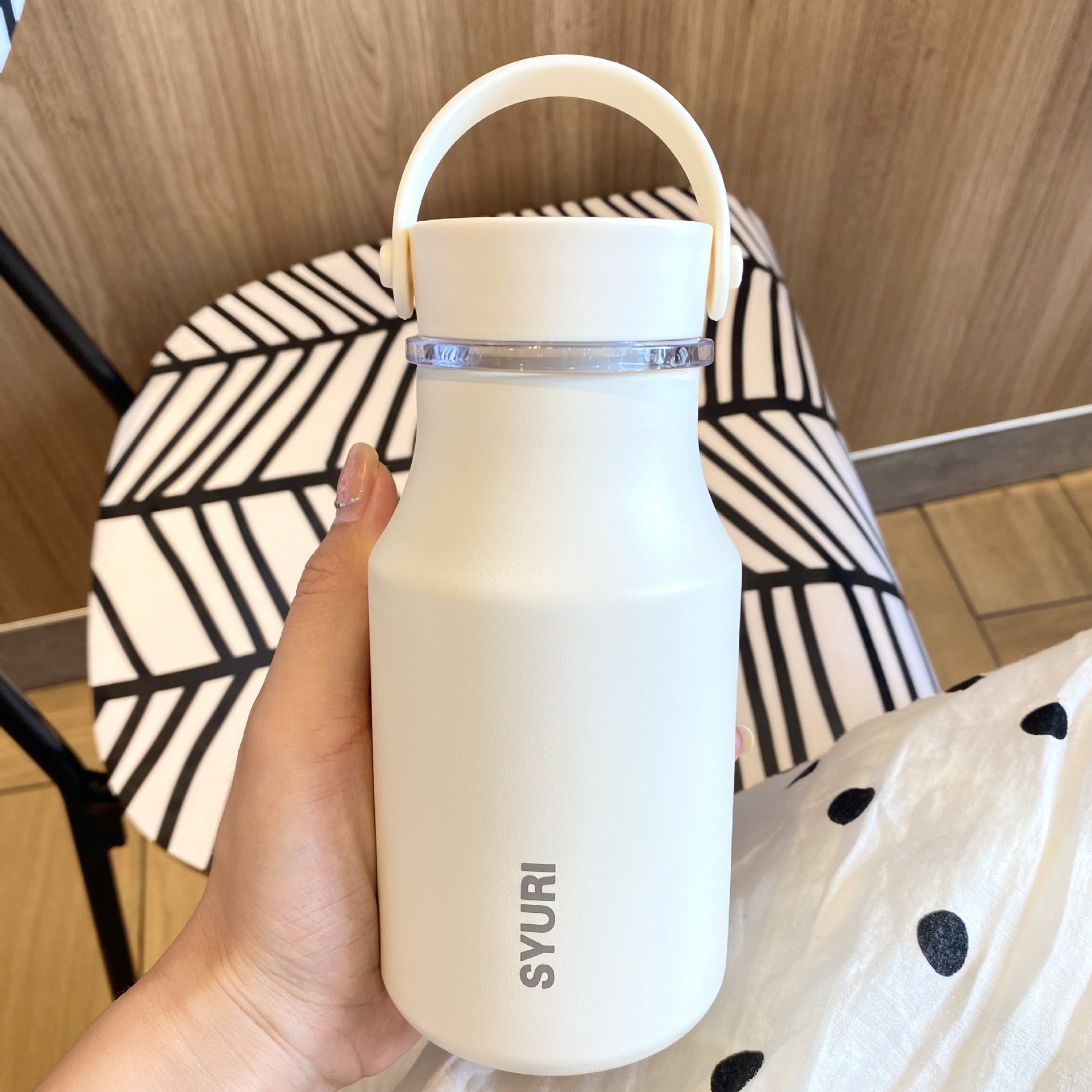 Colorful students 380ml portable double wall vacuum flasks gifts stainless steel insulated thermos water bottle with handle