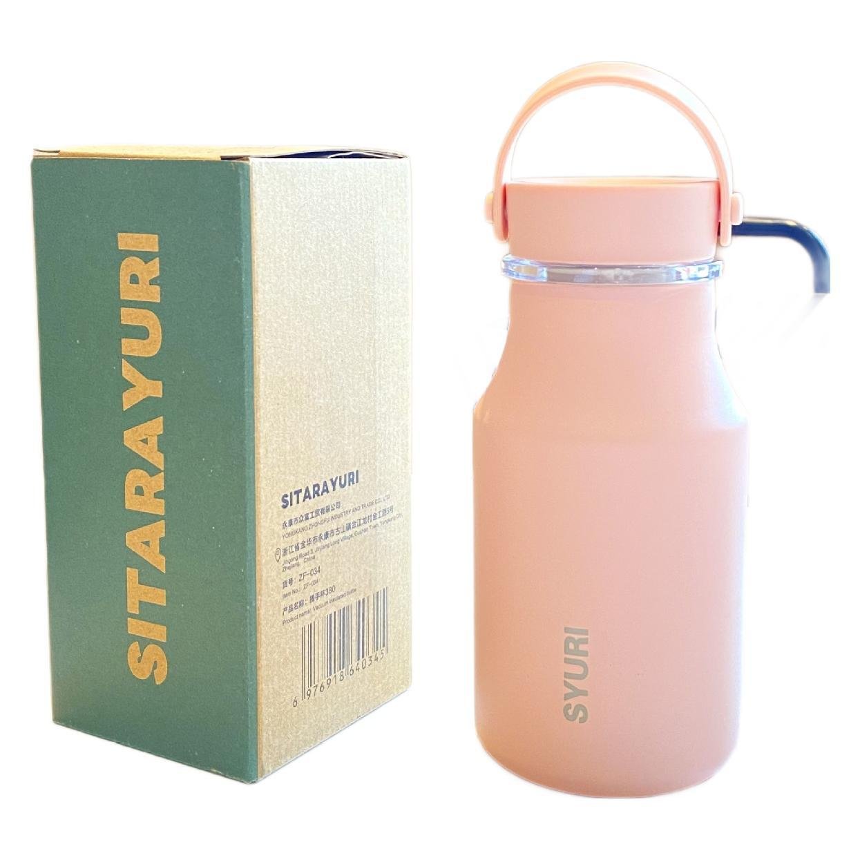 Colorful students 380ml portable double wall vacuum flasks gifts stainless steel insulated thermos water bottle with handle