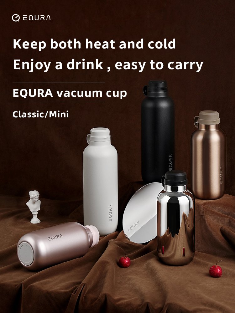 Equra 600ml Vacuum Insulated Metal Thermos Reusable BPA-Free Flask for Gym Sports stainless steel water bottle