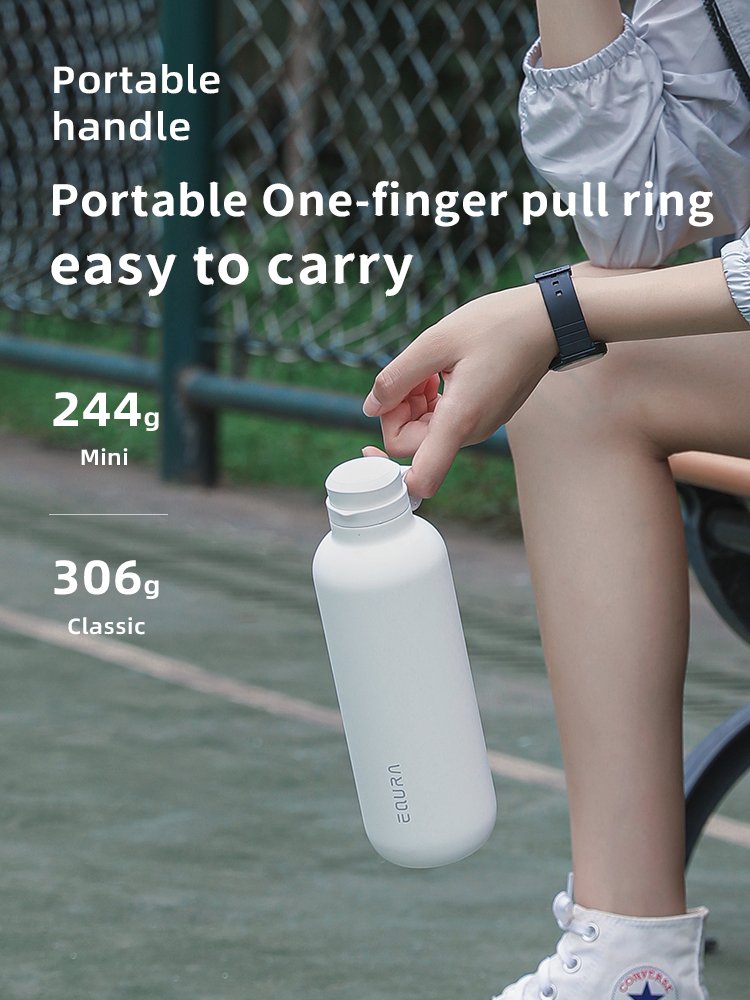 Equra 600ml Vacuum Insulated Metal Thermos Reusable BPA-Free Flask for Gym Sports stainless steel water bottle