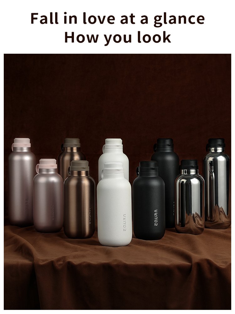Equra 600ml Vacuum Insulated Metal Thermos Reusable BPA-Free Flask for Gym Sports stainless steel water bottle