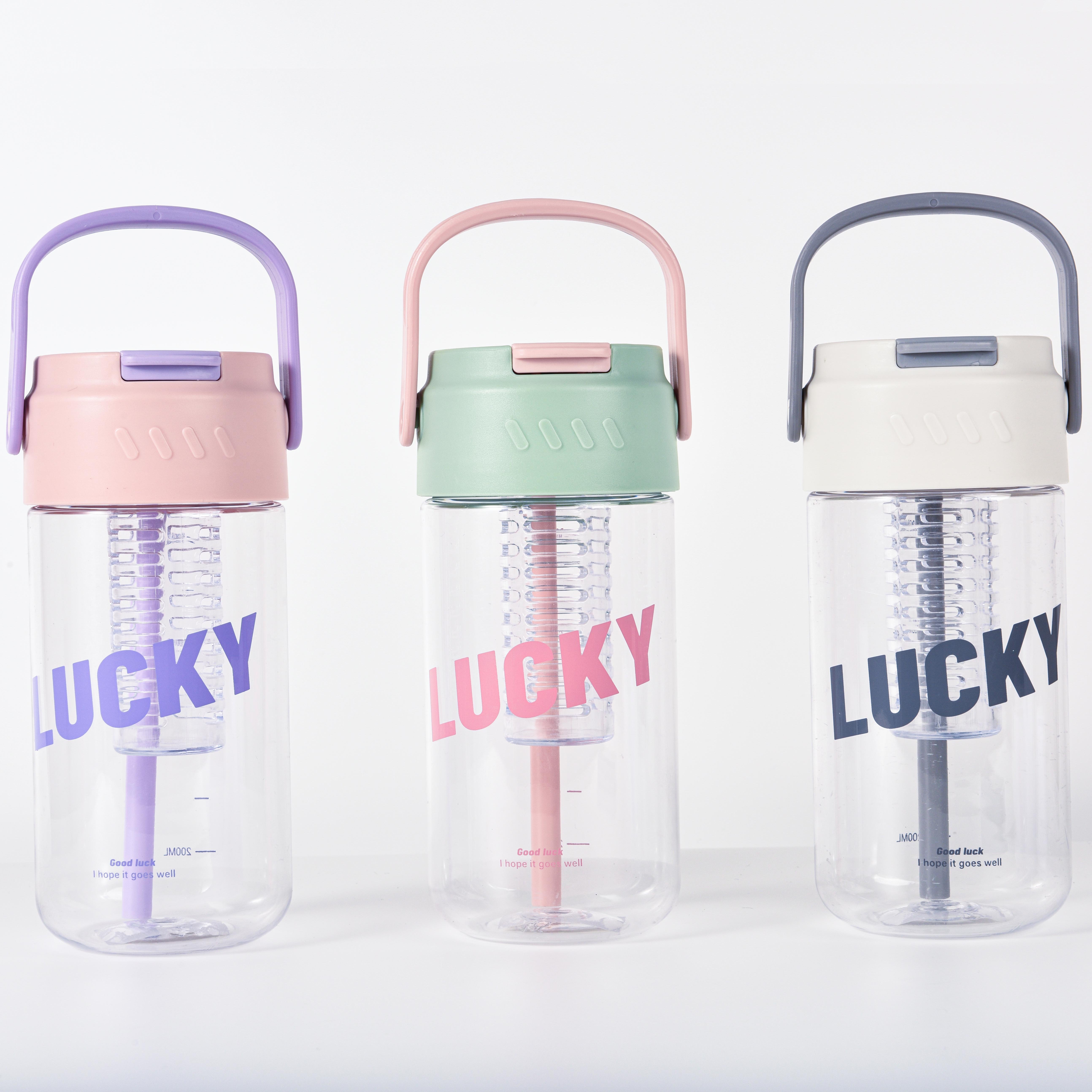 NXF Custom logo 600ml transparent portable cute plastic sport clear drinking water bottle with handle