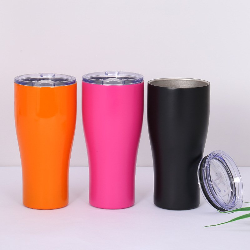 Custom Logo 10oz 12oz 20oz 30oz 32oz 40oz Vacuum Insulated Tumbler Modern Curve Stainless Steel Tumbler with Lid and Straw