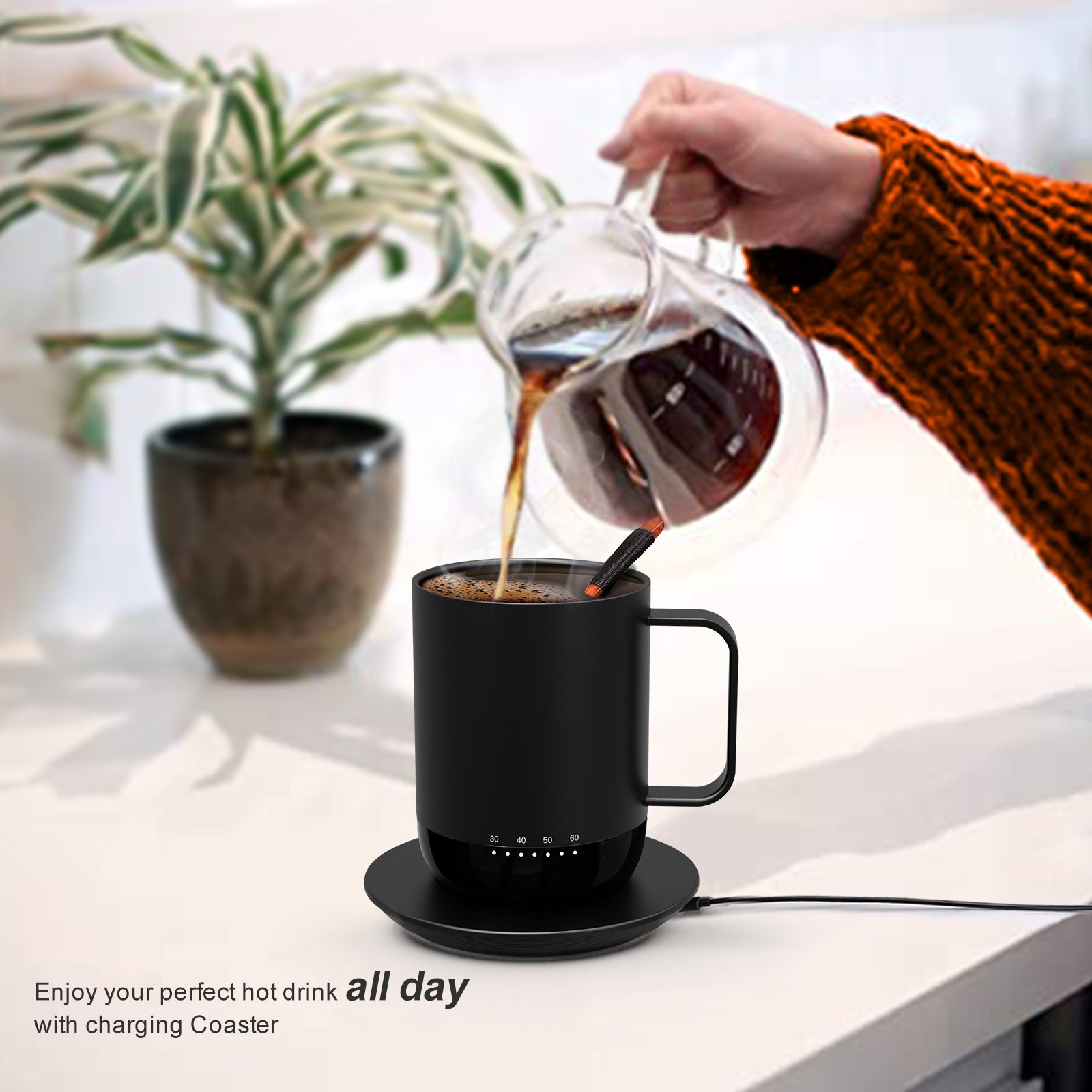 High-end Temperature Control Smart heating Mug 14 Oz App-Controlled Heated Coffee Mug with 4-8hours Battery Life smart drinkware