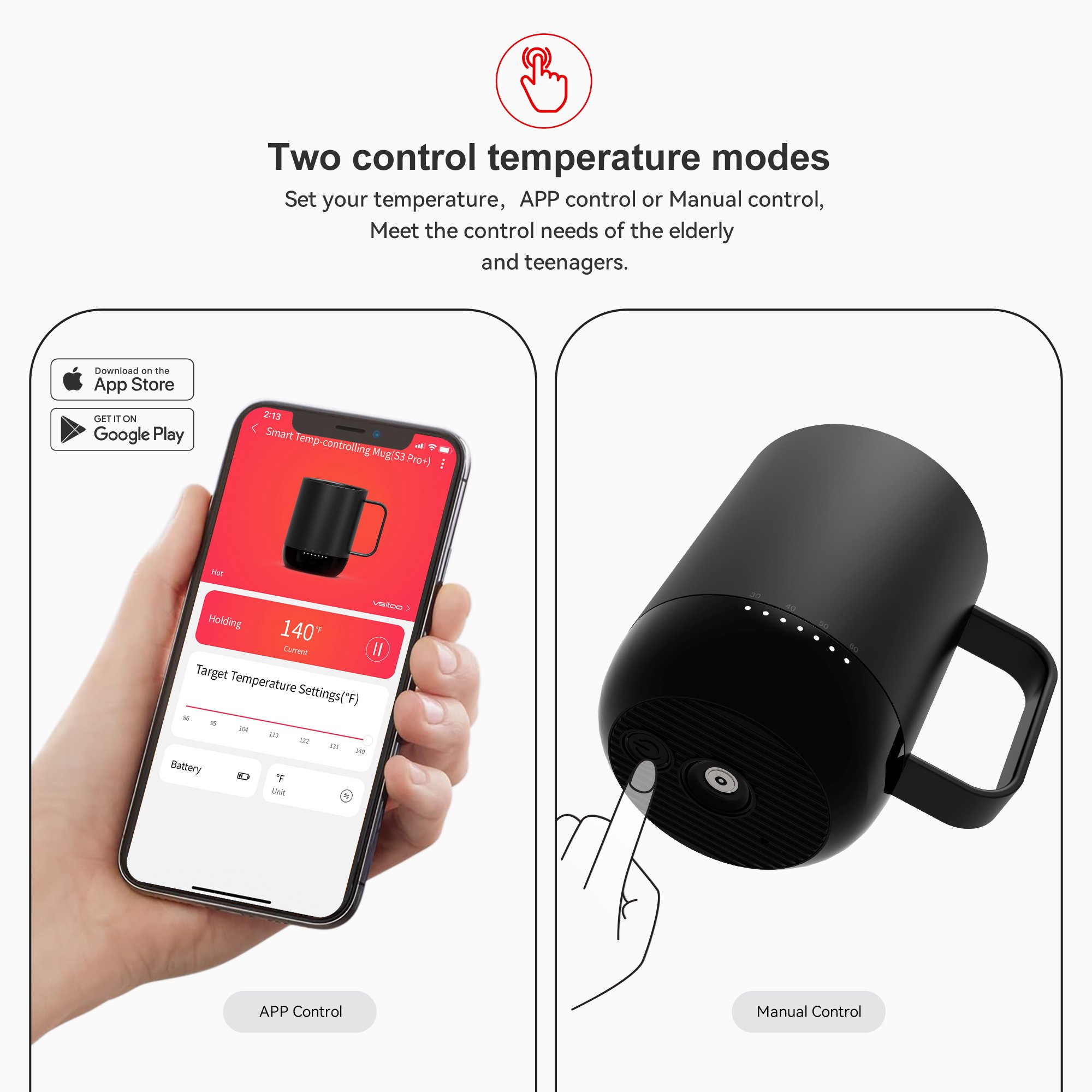 High-end Temperature Control Smart heating Mug 14 Oz App-Controlled Heated Coffee Mug with 4-8hours Battery Life smart drinkware