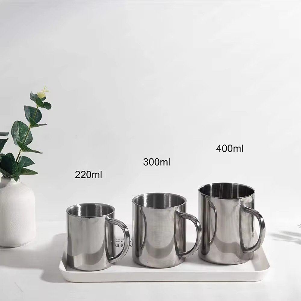 200ml 300ml 400ml 500ml Stainless Steel Mug With Handle And Lid double wall stainless steel coffee tumbler mug
