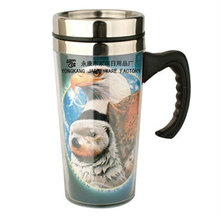 Insulated Full Color Printing Stainless steel And Plastic Travel Coffee Mug
