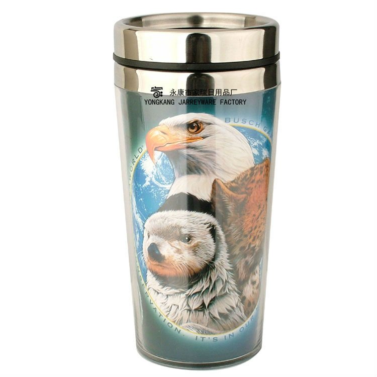 Insulated Full Color Printing Stainless steel And Plastic Travel Coffee Mug