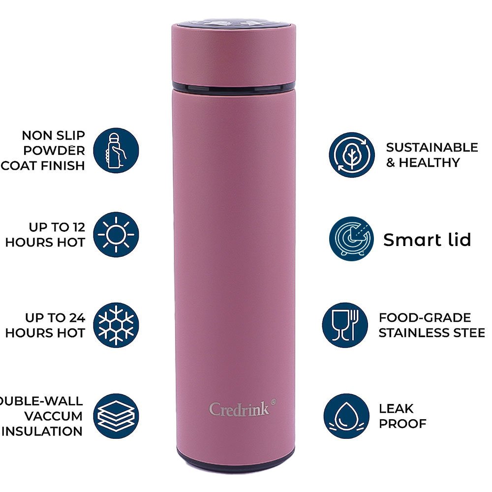 Digital LED temperature display vacuum flasks 500ml double wall stainless steel smart hot water bottle