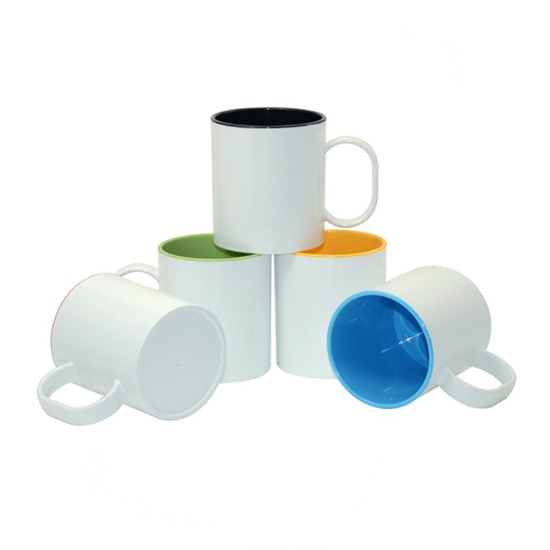 Customize logo 11oz top grade sublimation coating porcelain mug colorful custom heat transfer mug inner colorful