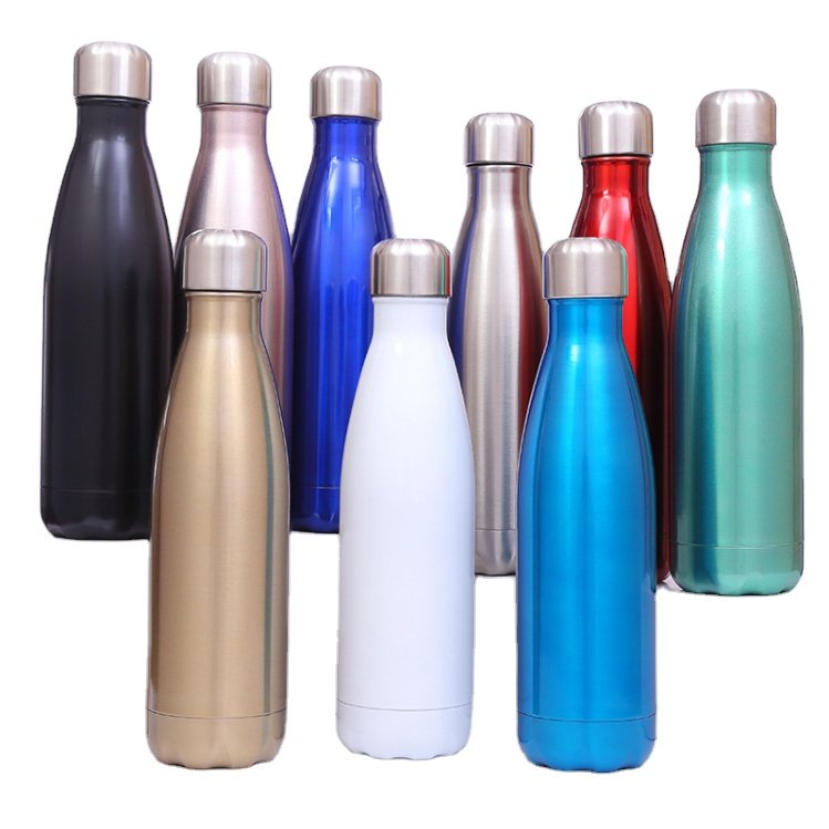 Seefine Amazon Custom 500Ml Colorful Double Wall Travel Stainless Steel Thermal Insulated Cola Shape Water Bottle