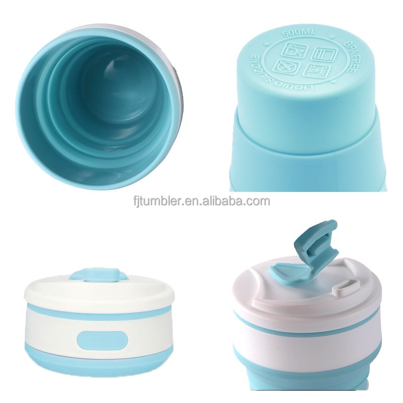 Hot Folding Silicone Cup Portable Silicone Telescopic Drinking Collapsible Coffee Cup Multi function Foldable Silica Travel Mug