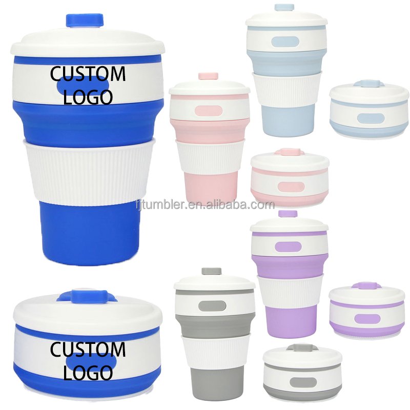 Hot Folding Silicone Cup Portable Silicone Telescopic Drinking Collapsible Coffee Cup Multi function Foldable Silica Travel Mug
