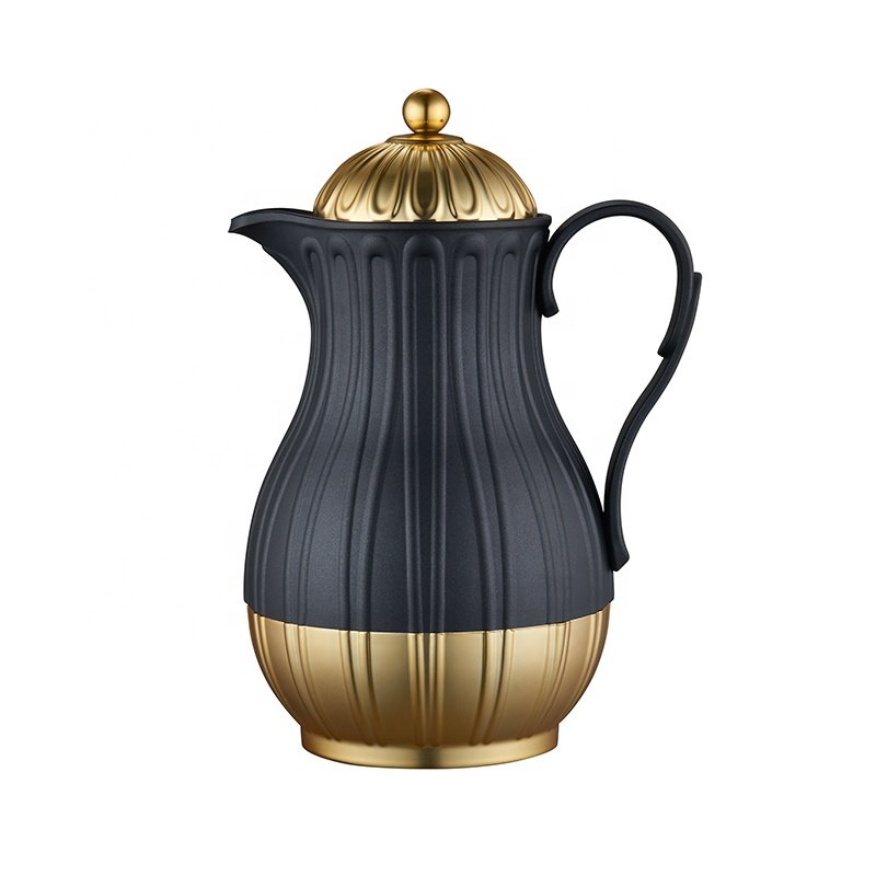 Custom Arabic Coffee Vacuum Flasks PP Material Arabian Coffee Pot Glass Liner Vacuum Flask Thermos With Crown Spout And Lid