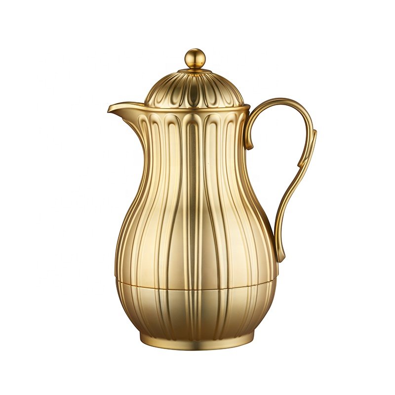 Custom Arabic Coffee Vacuum Flasks PP Material Arabian Coffee Pot Glass Liner Vacuum Flask Thermos With Crown Spout And Lid