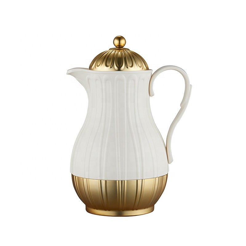 Custom Arabic Coffee Vacuum Flasks PP Material Arabian Coffee Pot Glass Liner Vacuum Flask Thermos With Crown Spout And Lid