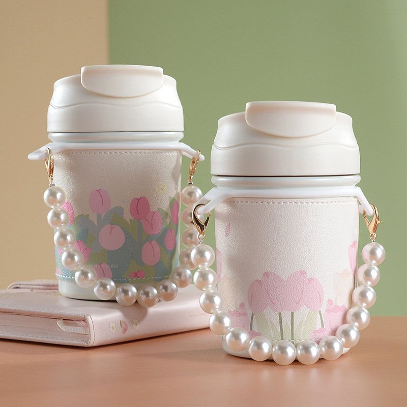 Kawaii girls leakproof bpa free drinking cup sports reusable children kids school SS316 water bottle with straw