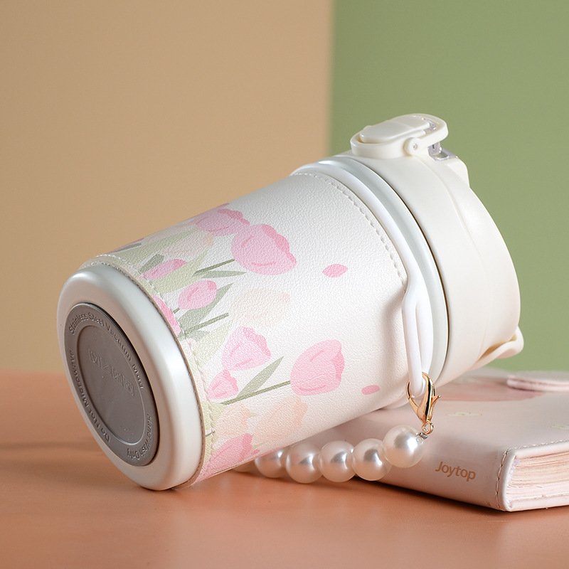 Kawaii girls leakproof bpa free drinking cup sports reusable children kids school SS316 water bottle with straw