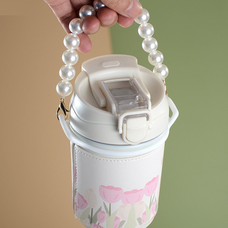 Kawaii girls leakproof bpa free drinking cup sports reusable children kids school SS316 water bottle with straw