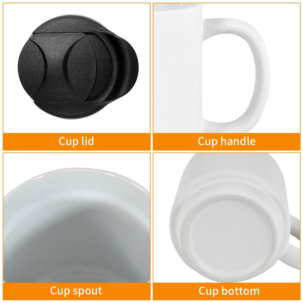 Wholesale 350ml 12oz Cork Base Sublimation Blank Ceramic Matte Coffee Mug With Cork Bottom and Plastic Lid