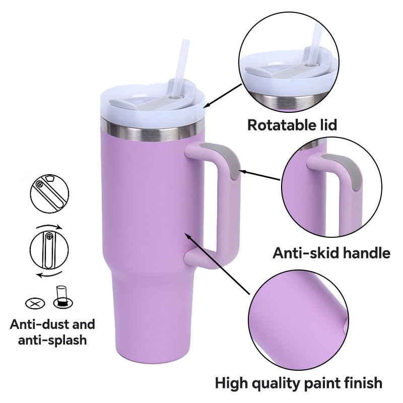 2.0 Adventure Cool vacuum metal cup stainless travel mug 40oz insulated handle tumbler with handle and straw,custom camping mugs