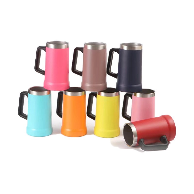 SiYJ721 Customizable Logo 24oz Coffee Tumbler with Handle Double Wall Vacuum Metal Cup Promotion Custom Stainless Steel Beer Mug