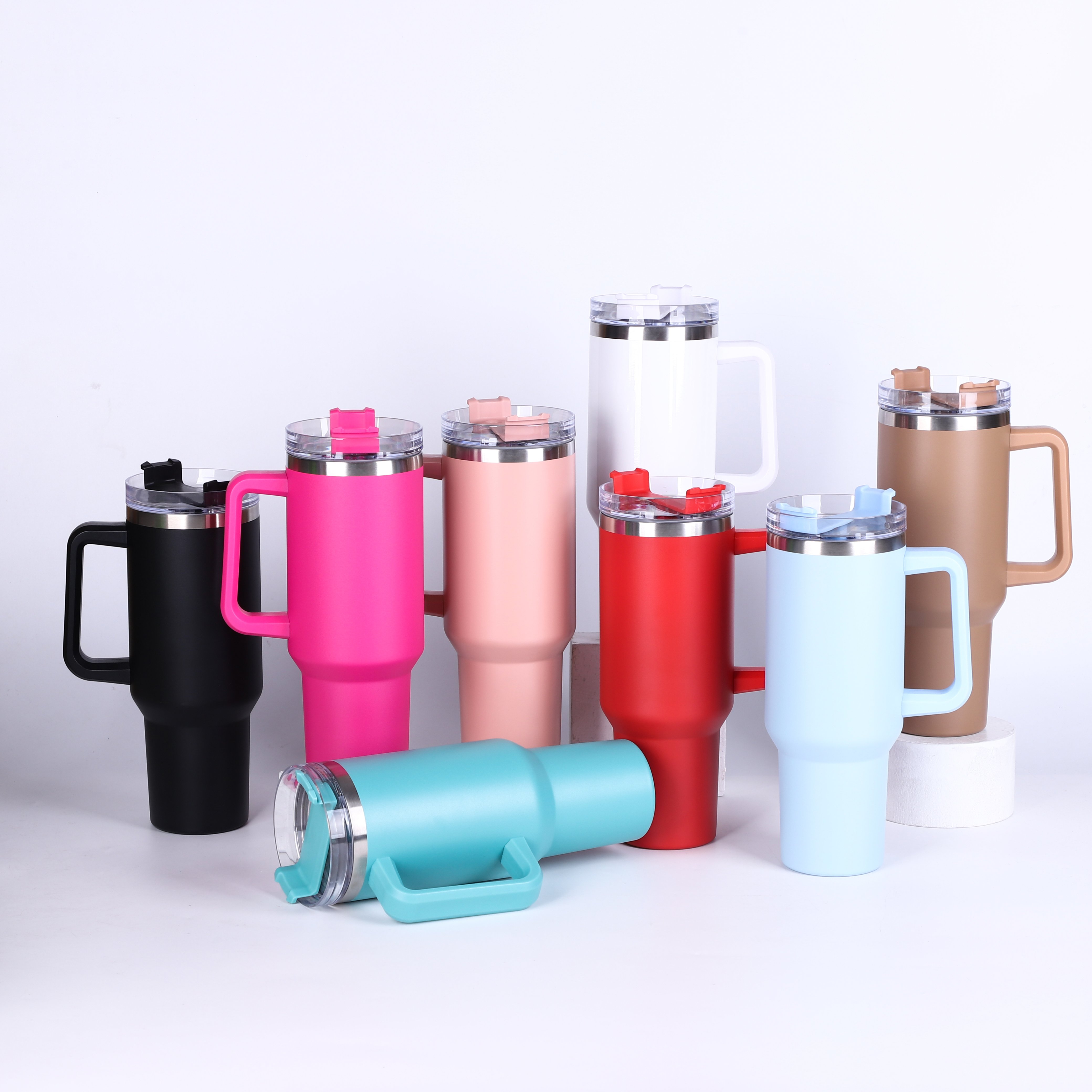 1.0 40oz Cup with Handle Insulated Sport Water Drinking Bottle Car Cup Stainless Steel Vacuum Water Travel Cup