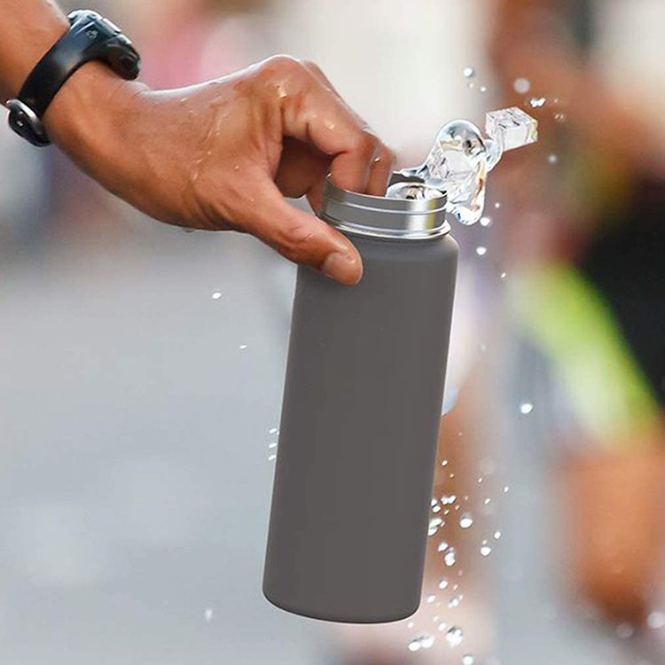BPA Free Gym motivational Wide Mouth Thermos Sports Insulated Vacuum Flasks Stainless Steel Water Bottles with Straw Handle