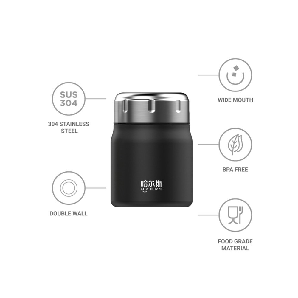 HAERS MINI Portable Thermal food jar Stainless Steel Vacuum flask Insulated Travel Water Bottle cute thermos bottle