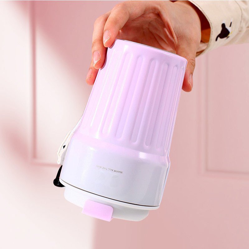 400ml Smart Striped Stainless Steel Coffee Cup Temperature Display Vacuum Insulation Portable Coffee Mug
