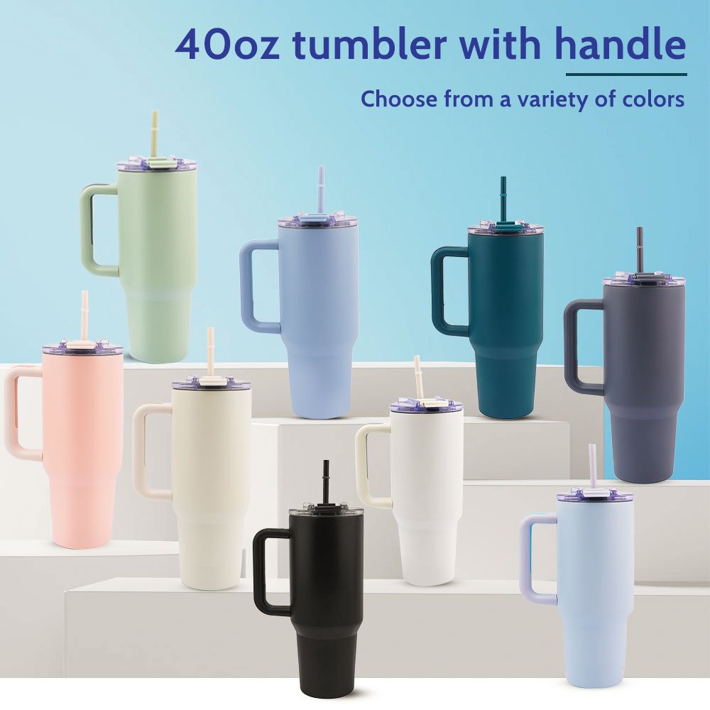 2023 New Beverages 40 oz Reusable Stainless Steel Water Bottle 40 oz Tumbler With Handle and Straw Lid Travel Mug Iced Coffee Cu