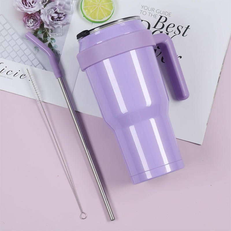 Wholesale Custom Logo Large Capacity 40oz Stainless Steel Thermos Cup Straw Handle Bottle Cold Mug Car Cup