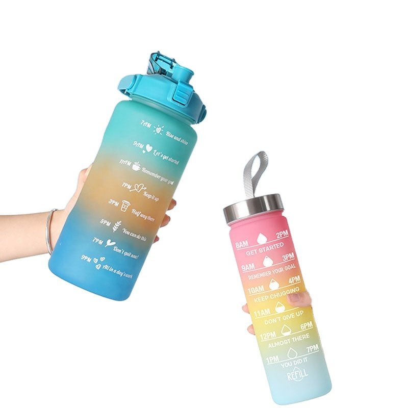 Sports Water Bottle 4pcs/Set Motivational Water Bottle For Male Female Set 2000ML 900ML 280ML Portable Reusable Summer Cups