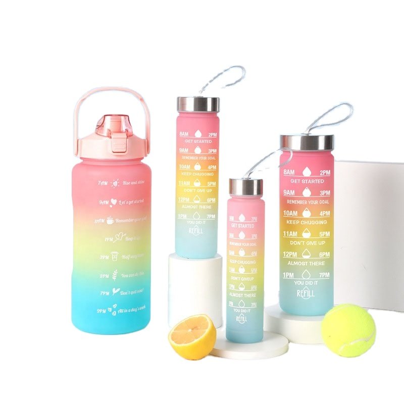 Sports Water Bottle 4pcs/Set Motivational Water Bottle For Male Female Set 2000ML 900ML 280ML Portable Reusable Summer Cups