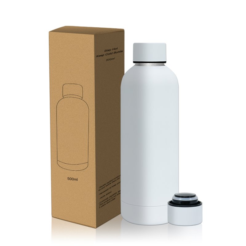 Customize white water bottle flasks vacuum water bottles with custom logo eco friendly