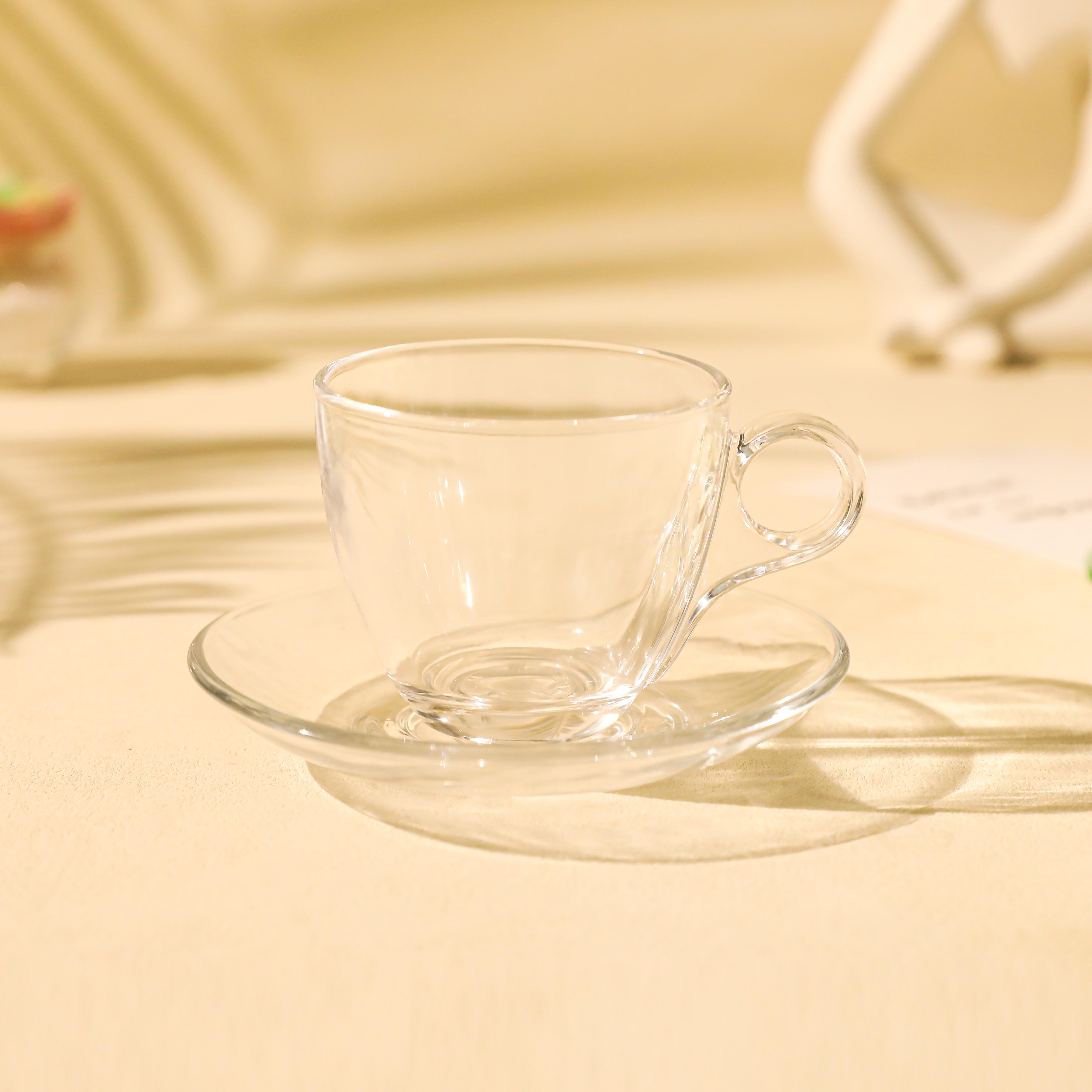 Factory Custom Logo Transparent Coffee Glass Cup Set for Drinking Coffee or Cappuccino Glass Coffee Mug