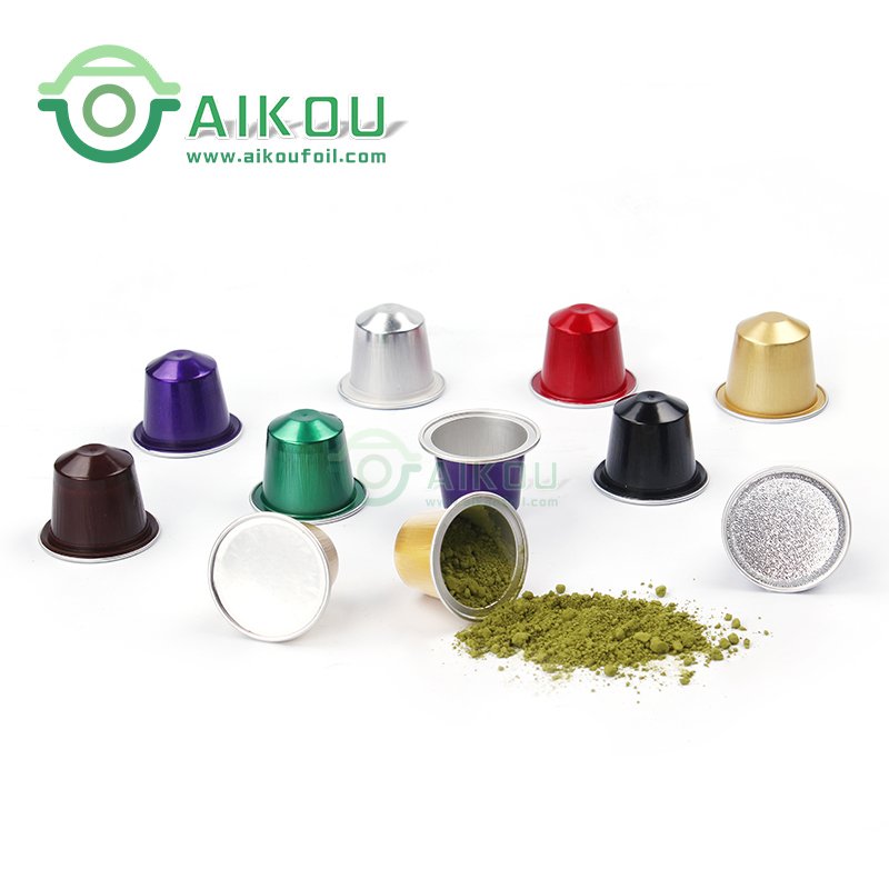 coffee capsule printed lid disposable heat sealing aluminum foil empty coffee capsule foil tea infuser cup