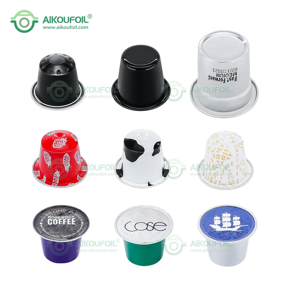 coffee capsule printed lid disposable heat sealing aluminum foil empty coffee capsule foil tea infuser cup