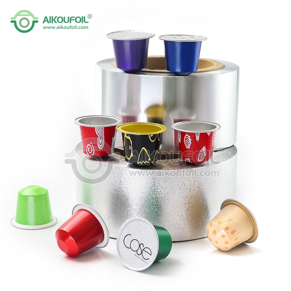 coffee capsule printed lid disposable heat sealing aluminum foil empty coffee capsule foil tea infuser cup